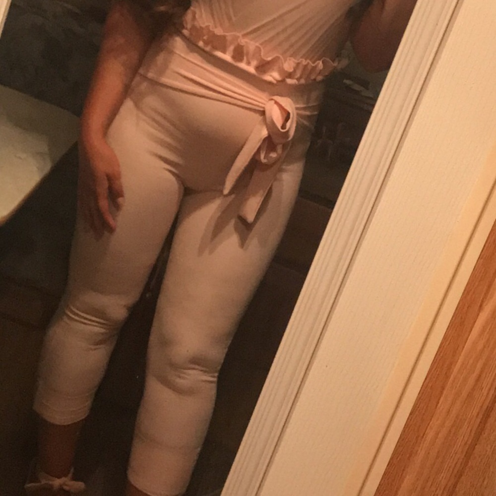 Pink ruffle waist trousers PLT